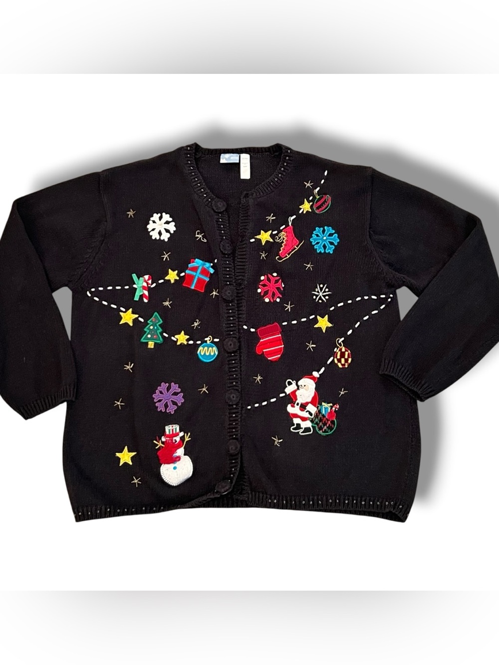 Holiday Editions Christmas Cardigan Sweater XL Xmas Ugly Sweater Embellished F-6